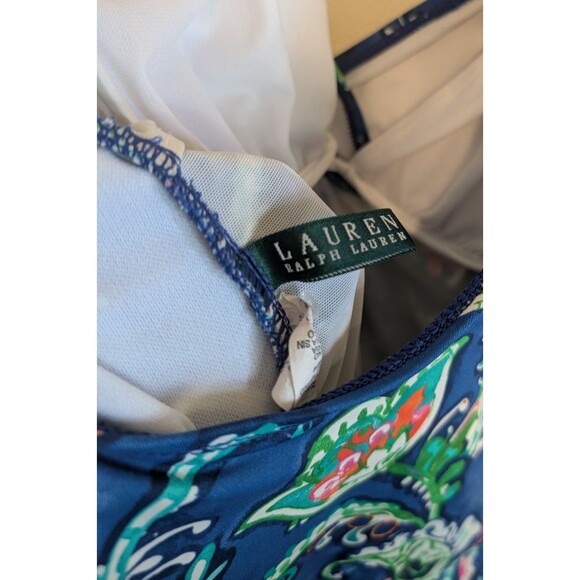 Lauren Ralph Lauren Womens One Piece Swimsuit Blue Floral Paisley Size 8 - Picture 12 of 13